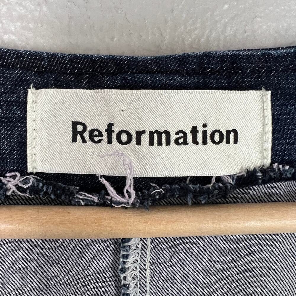 REFORMATION Lars Sleeveless Denim Mini dress Blue Button Front Women's Size 4 - Picture 9 of 11